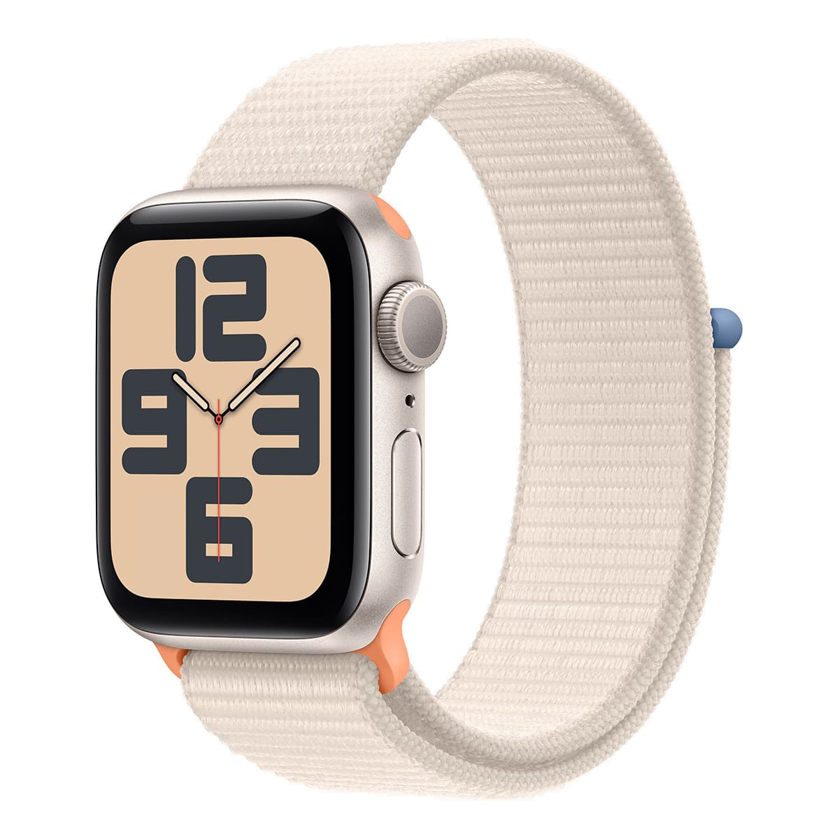 Apple Watch SE (2024), 44 мм корпус из алюминия цвета «Starlight», ремешок Sport Loop цвета «Starlight»