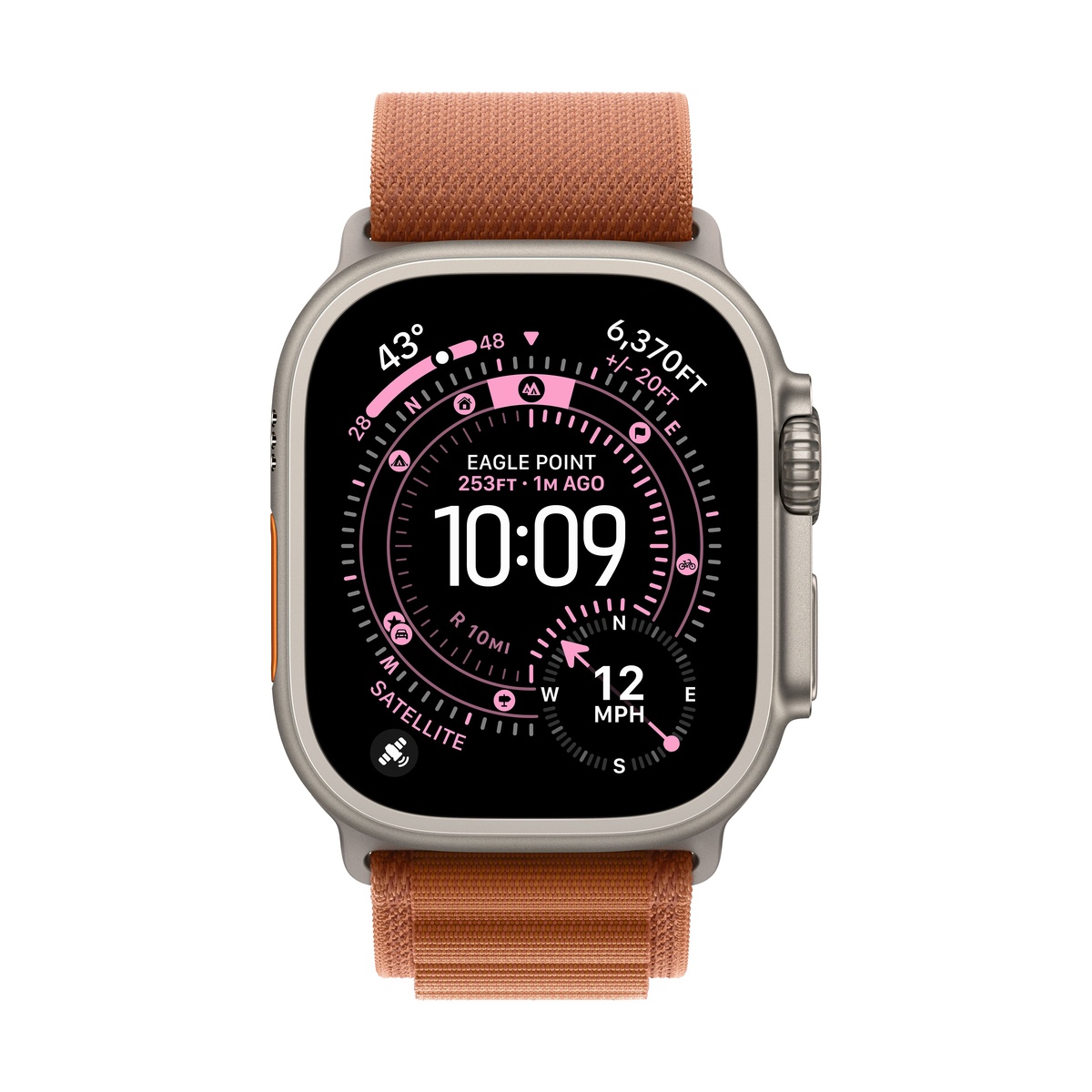 Apple Watch Ultra 3 (2025), 49 мм корпус из титана цвета «Natural», ремешок Alpine Loop размера S цвета «Terra Cotta»