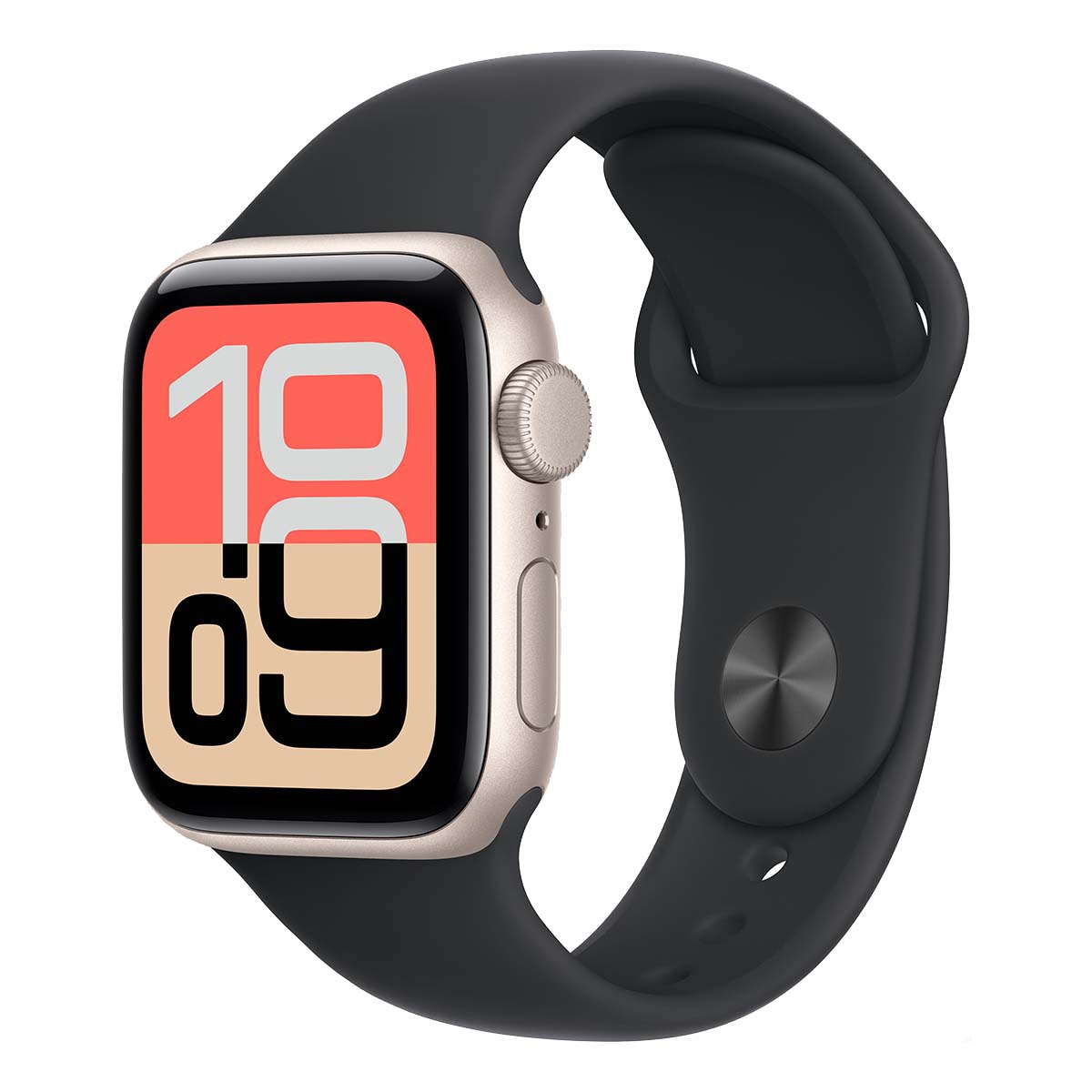 Apple Watch SE 3 (2025), 44 мм корпус из алюминия цвета «Starlight», ремешок Sport Band цвета «Midnight»