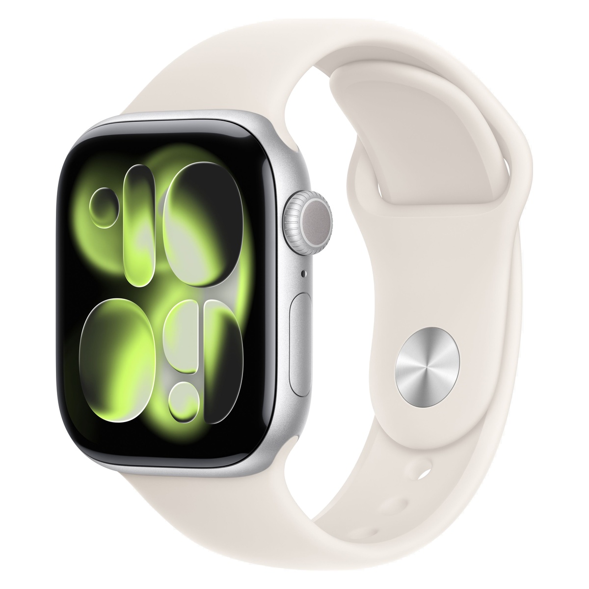 Apple Watch Series 11, 42 мм корпус из алюминия цвета «Silver», ремешок Sport Band цвета «Starlight»