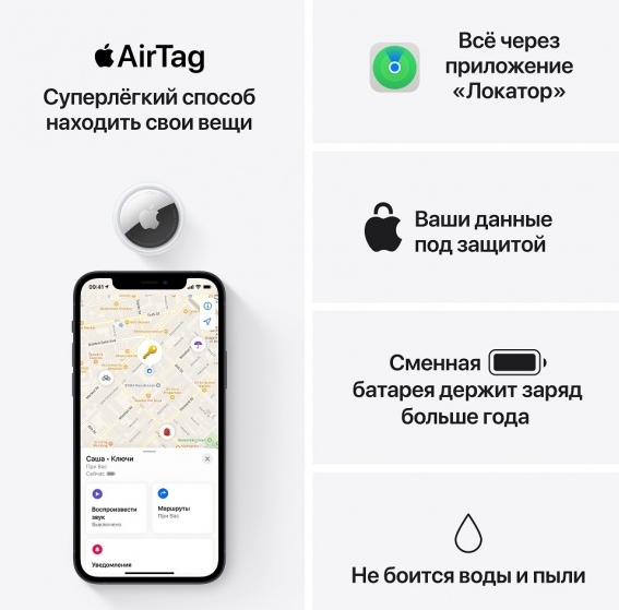 Беспроводная метка Apple AirTag  Белая 4 шт