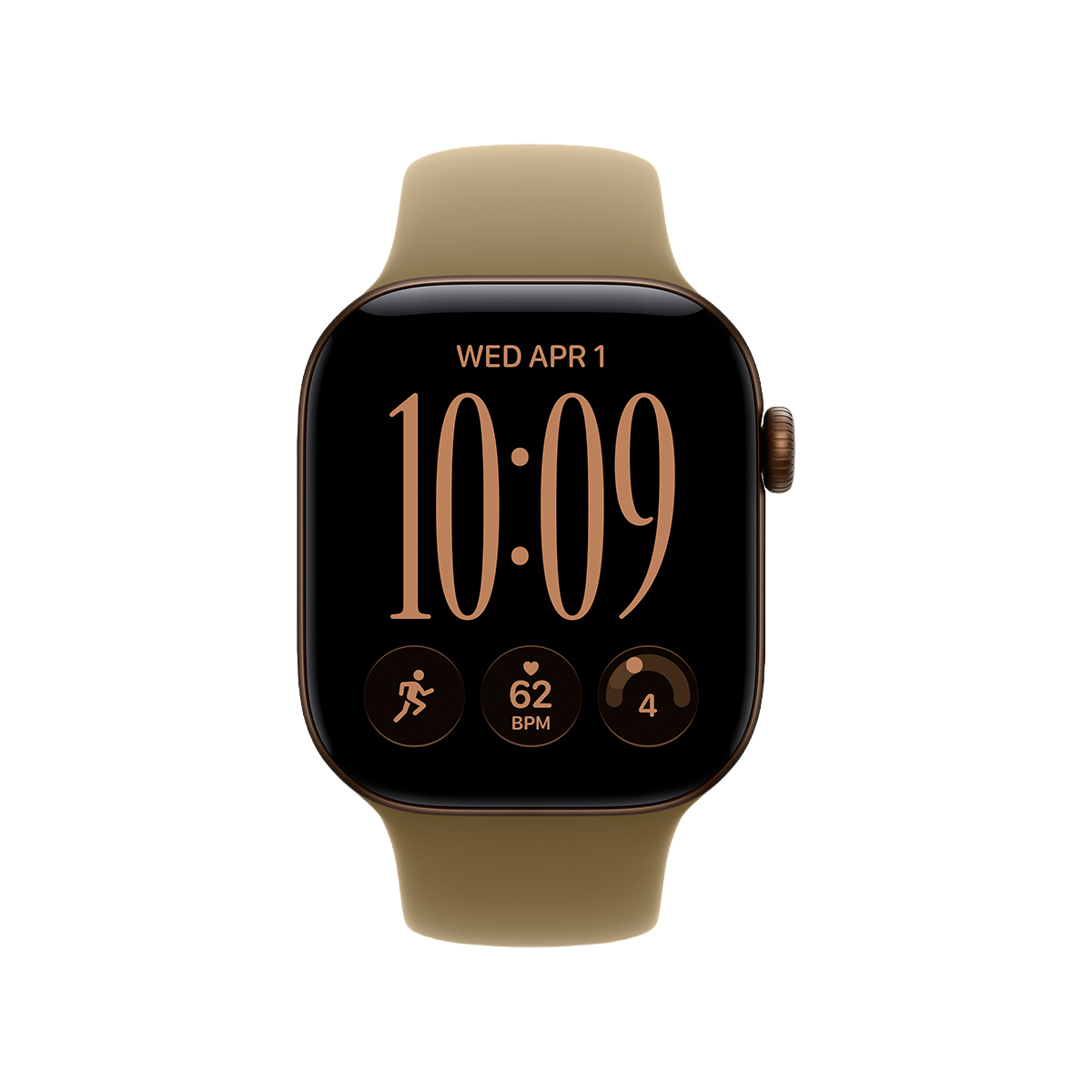 Apple Watch Series 12, 42 мм корпус из алюминия цвета «Dark Bronze», ремешок Sport Band размера M/L цвета «Olive»